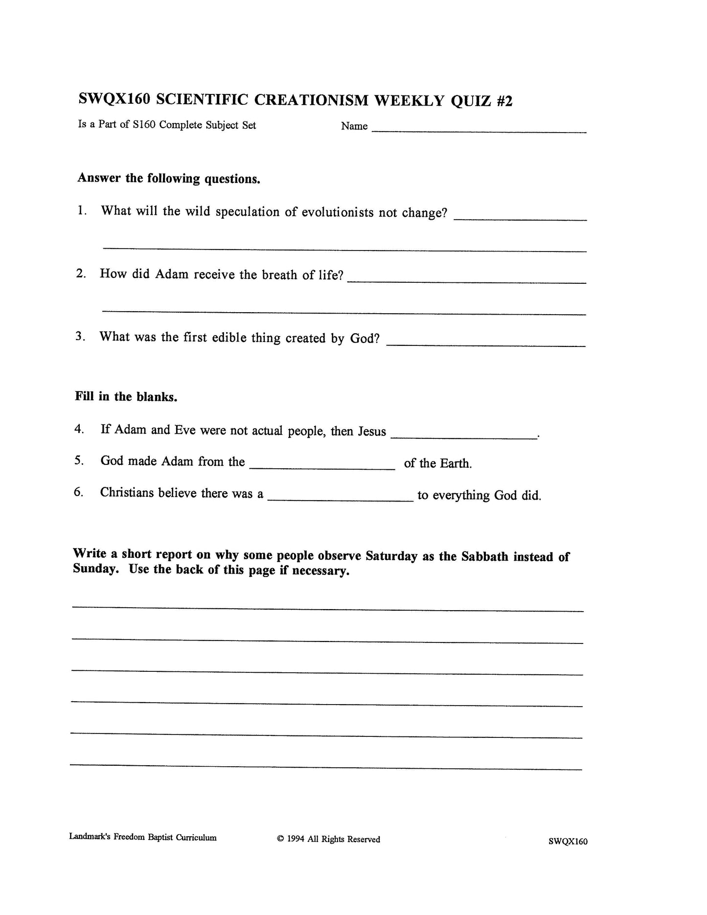 Science Grade 12 - Scientific Creationism