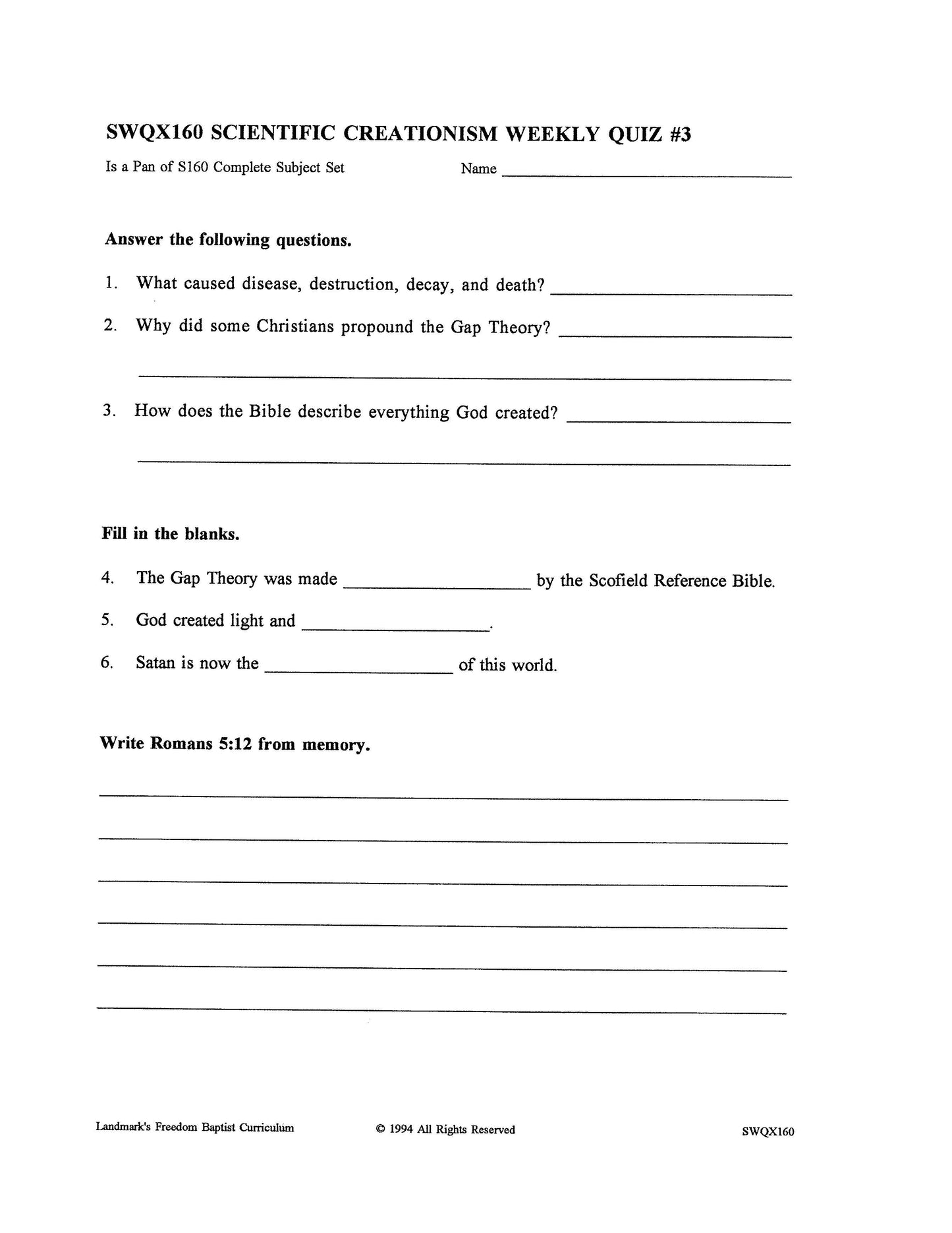 Science Grade 12 - Scientific Creationism