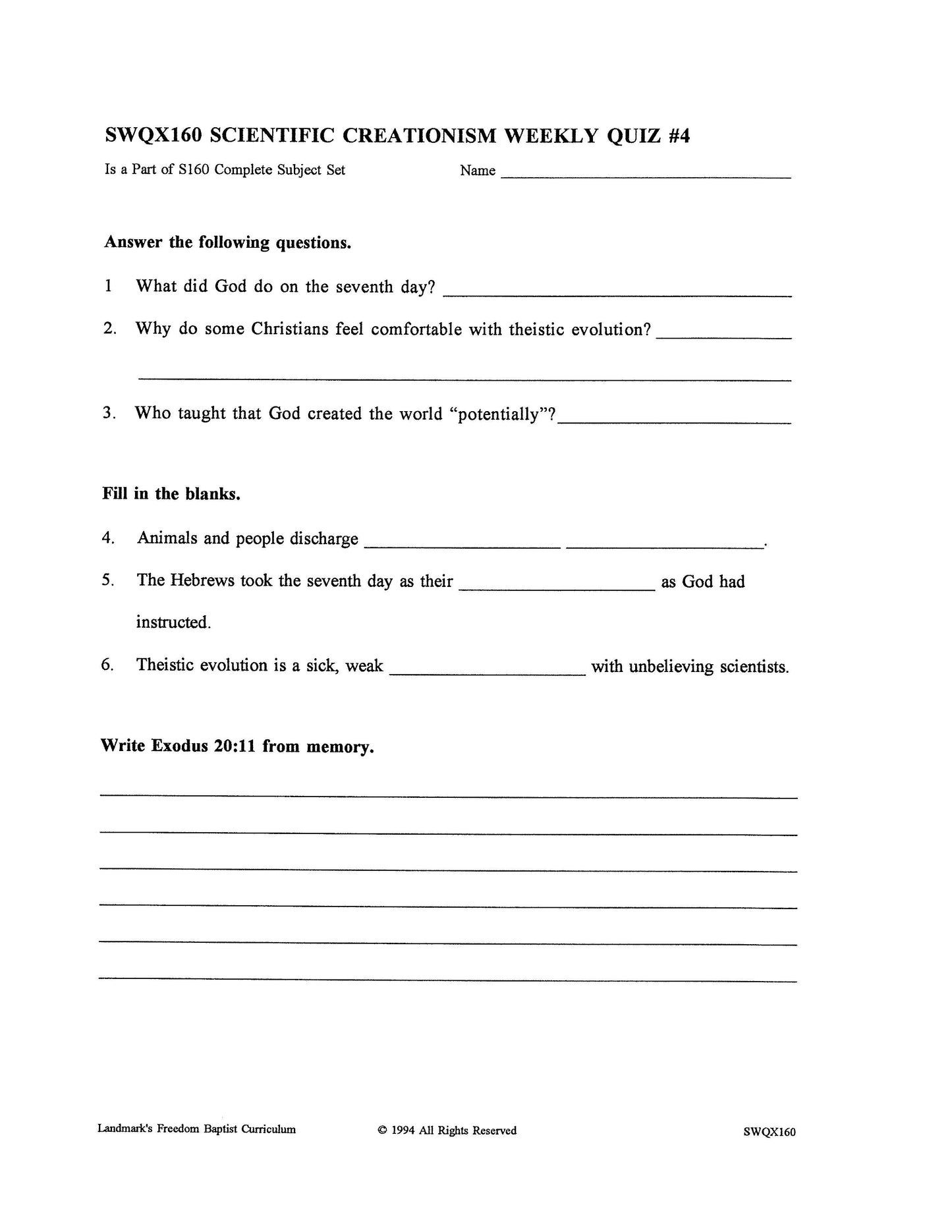 Science Grade 12 - Scientific Creationism
