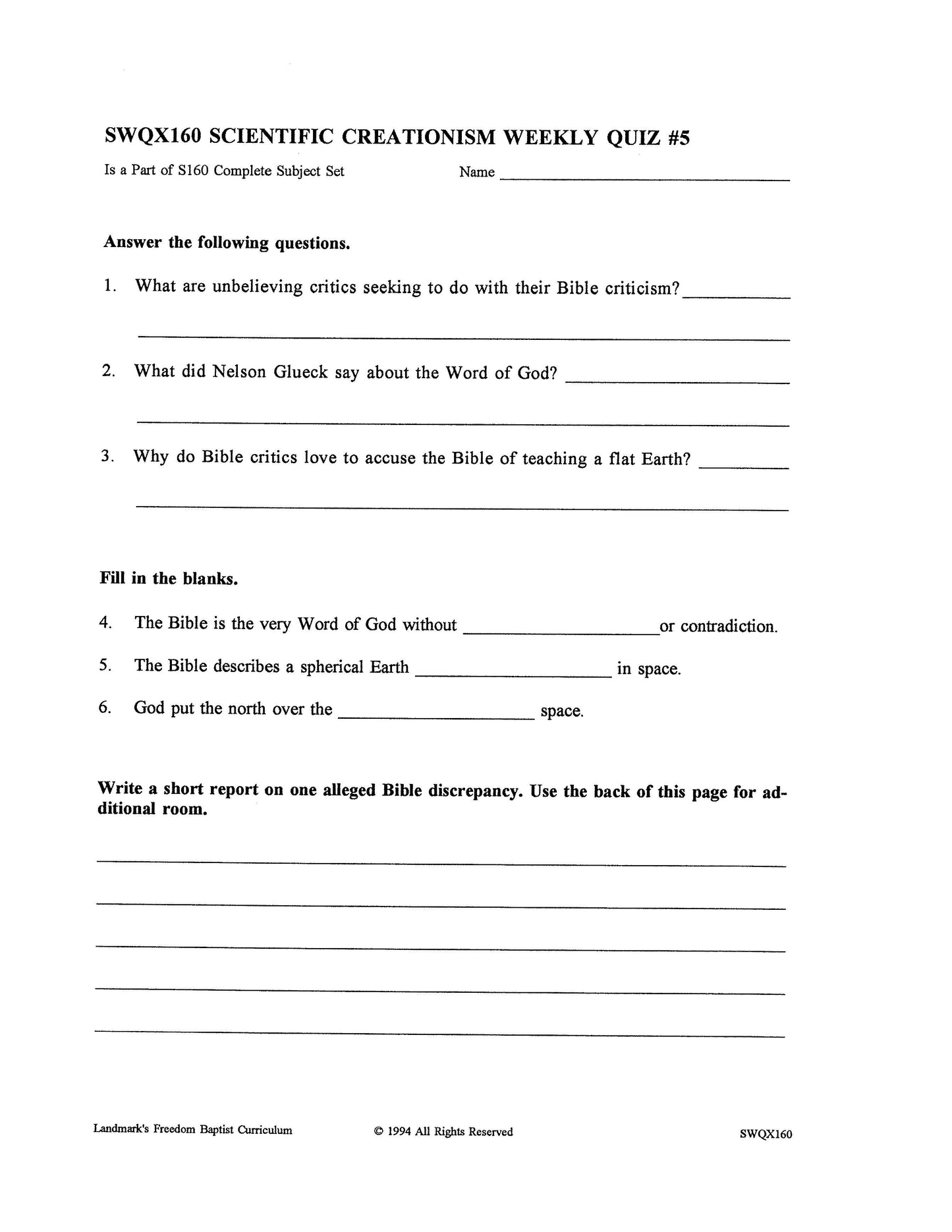 Science Grade 12 - Scientific Creationism