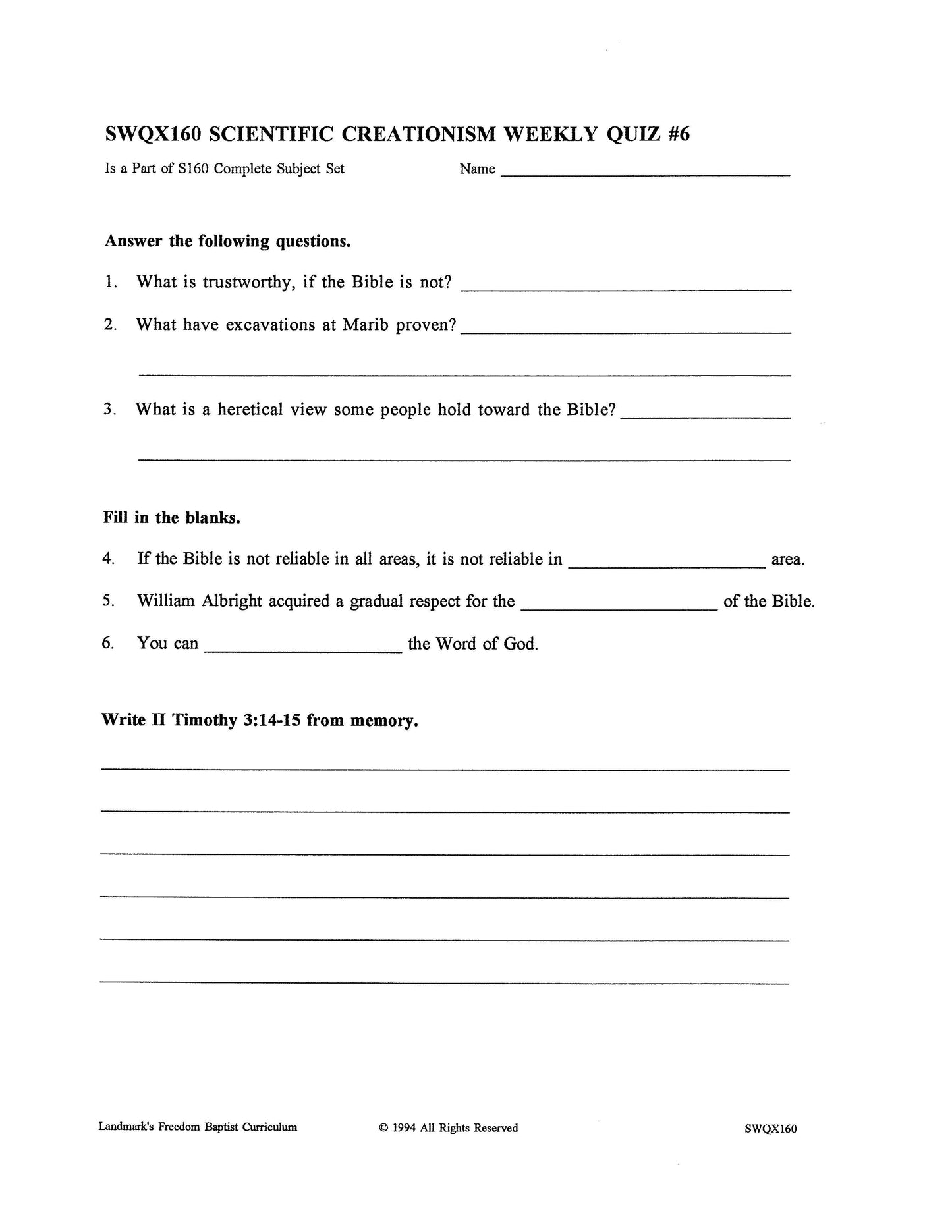 Science Grade 12 - Scientific Creationism