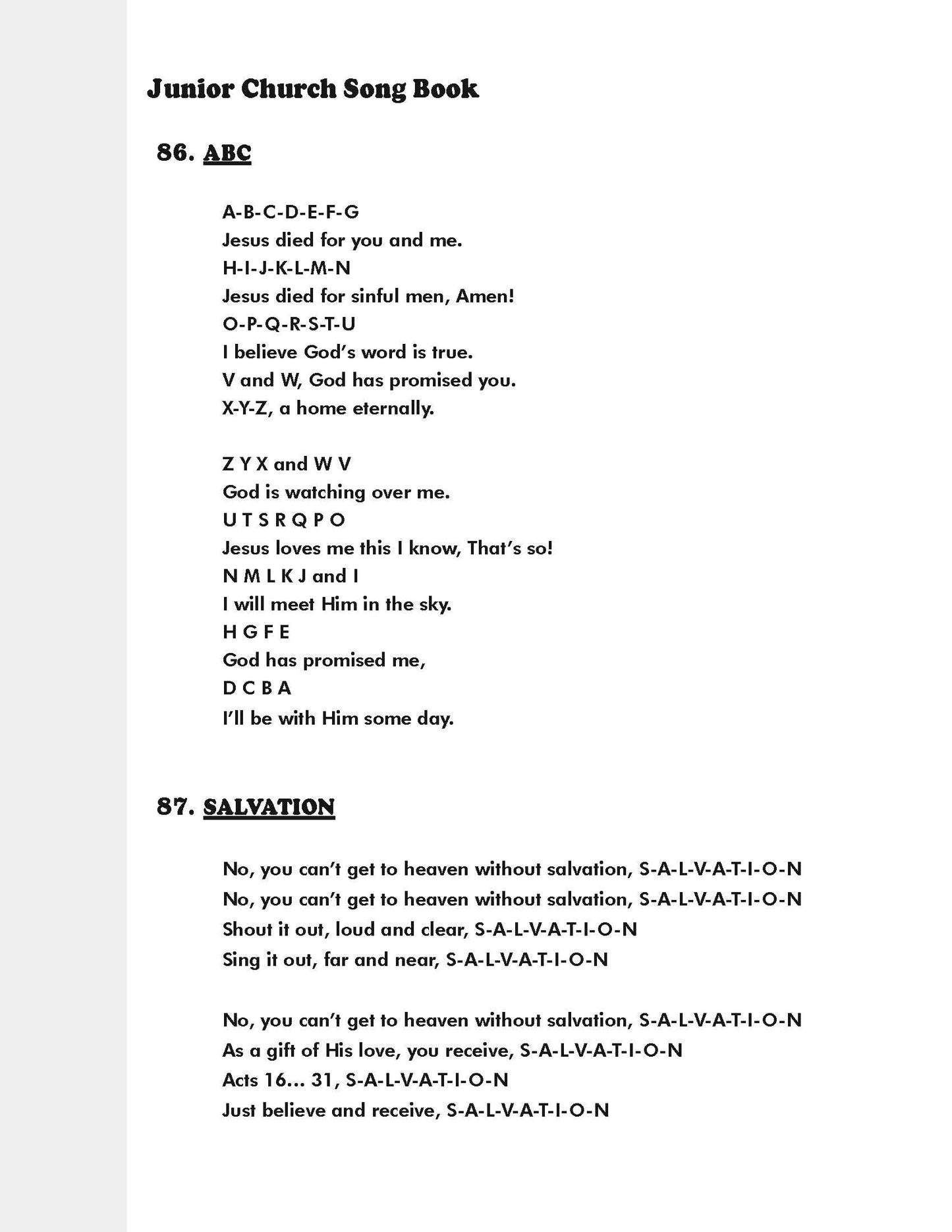 Children's Church Song Book