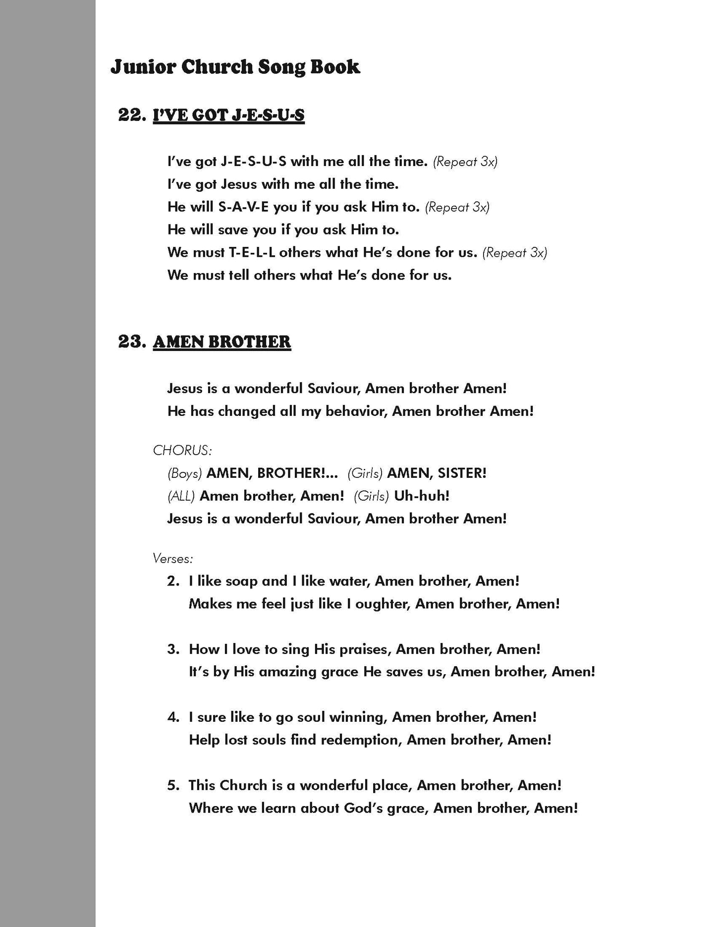 Children's Church Song Book
