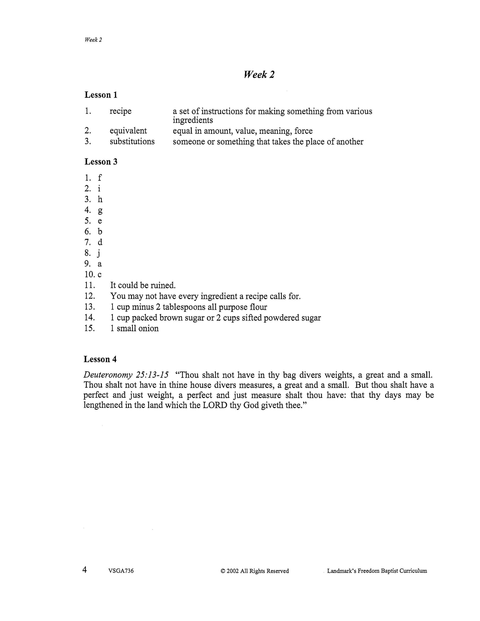 Home Economics – Landmark's Freedom Baptist Curriculum