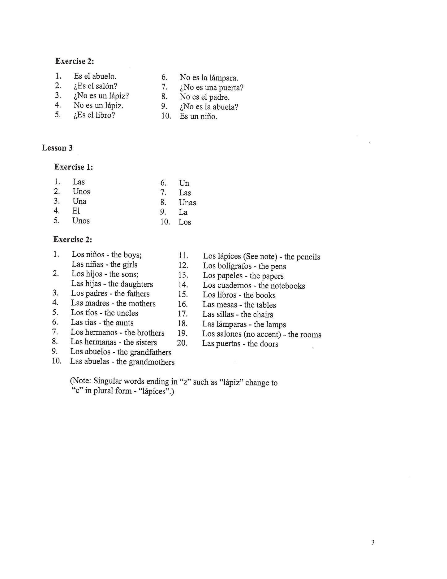Spanish I