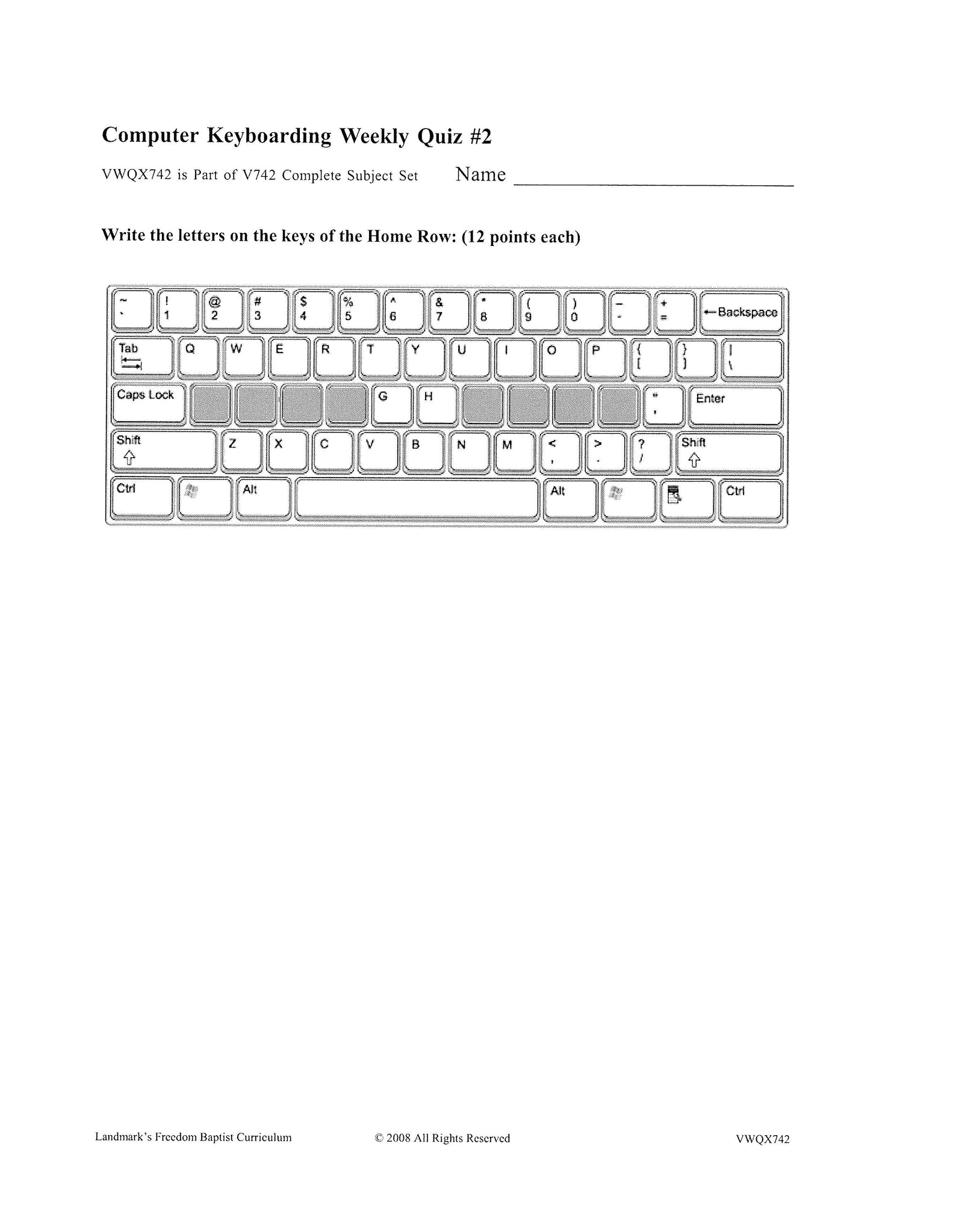 Computer Keyboarding – Landmark's Freedom Baptist Curriculum